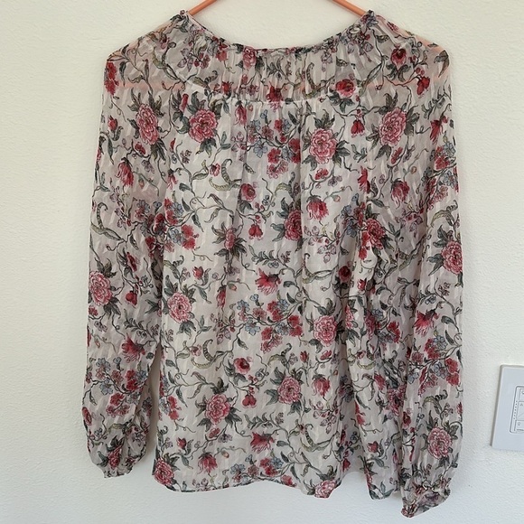 Rebecca Taylor Ruby Floral Silk Blend Boho Blouse | Size 8 | Romantic Fall Style - Picture 9 of 9